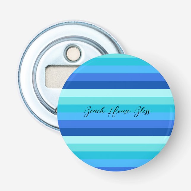 Ocean Blue and Green Striped  Bottle Opener (Front)