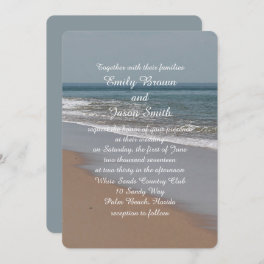 Ocean blue and sandy beach invitation