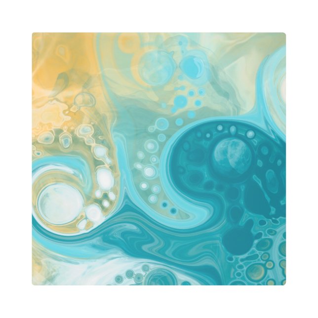 Ocean Blue and Sandy Brown Fluid Art (Front)