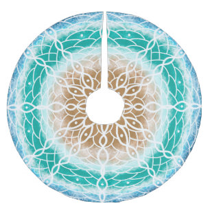 Ocean Blue and Teal Mandala Brushed Polyester Tree Skirt