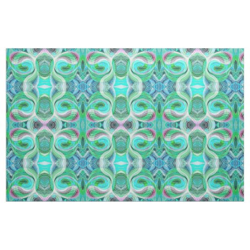 Ocean Blue and Turquoise Doodle With Black Lines Fabric