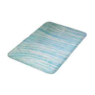 Ocean Blue And White Abstract Bath Mat