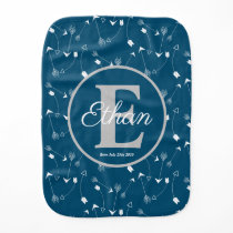Ocean Blue and White arrows pattern Monogrammed Baby Burp Cloth Ocean Blue and White arrows pattern Monogrammed Baby Burp Cloth