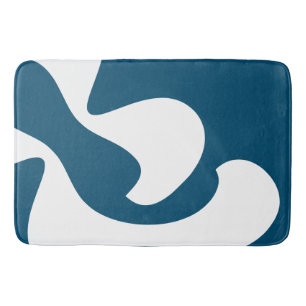 Ocean Blue and white Modern Art Bath Mat