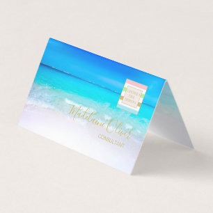 Ocean Blue Aqua Professional Logo Folded Business Card