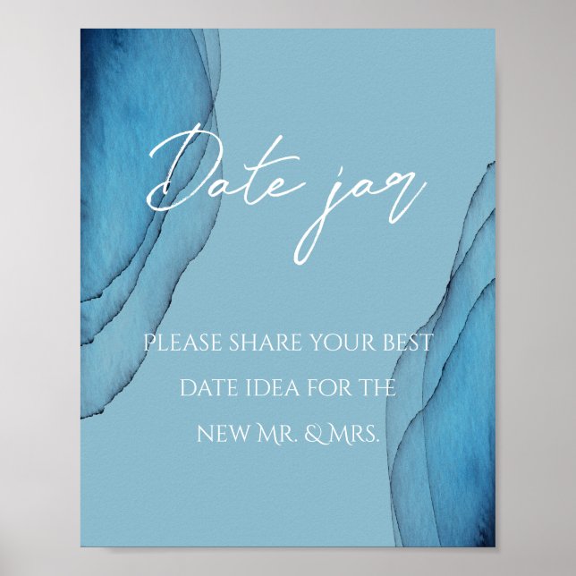 Ocean blue aquamarine date jar bridal shower   poster (Front)