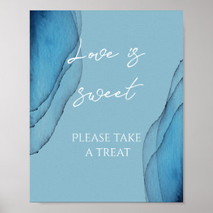Ocean blue aquamarine love is sweet bridal shower poster