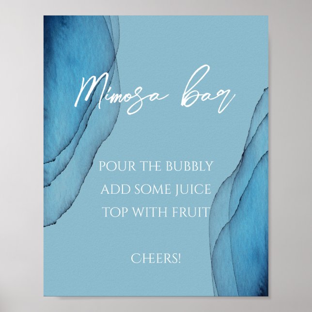 Ocean blue aquamarine watercolor Mimosa bar  Poster (Front)