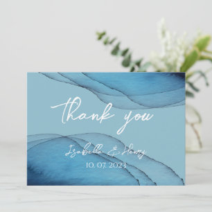 Ocean blue aquamarine watercolor Thank You Card