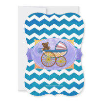 Ocean Blue Baby Shower Scallop Invitation
