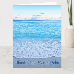 Ocean Blue Beach Pastor Appreciation Thank You Card