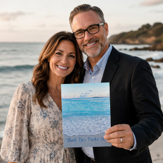Ocean Blue Beach Pastor Appreciation Thank You Card