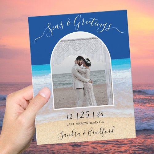 Ocean Blue Beach Photo Arch Seas  Greetings Thank You Card