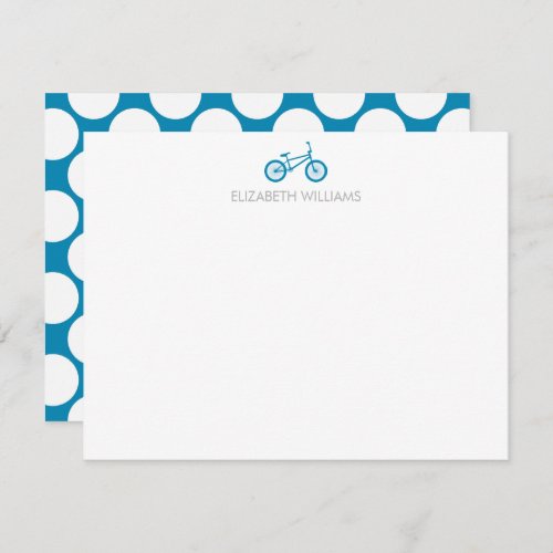 Ocean Blue Bicycle and Large Dots Note Cards