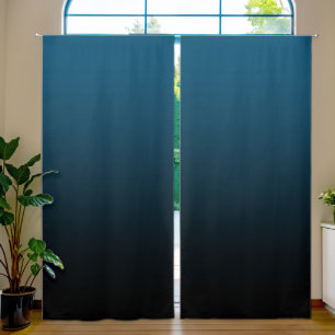 Ocean Blue Black Gradient Blackout Curtains