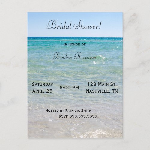 Ocean Blue Bridal Shower Invitation Postcard