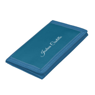 Ocean Blue Calligraphy Simple Professional Name Trifold Wallet
