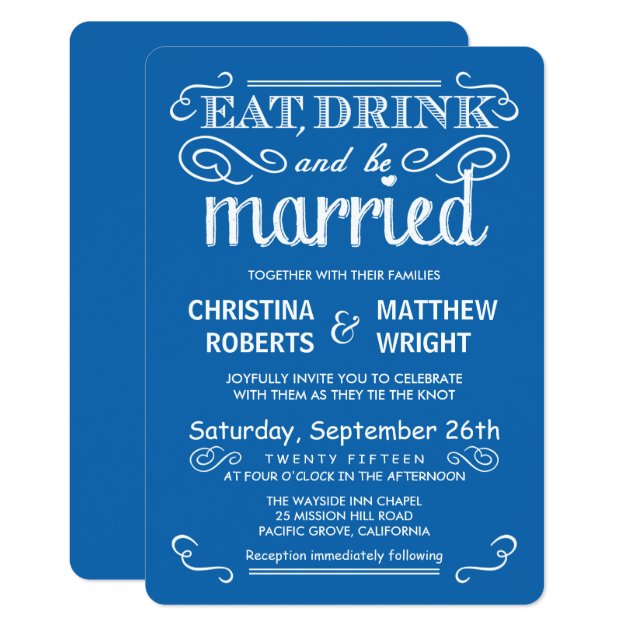 Ocean Blue Casual Country Wedding Invitations