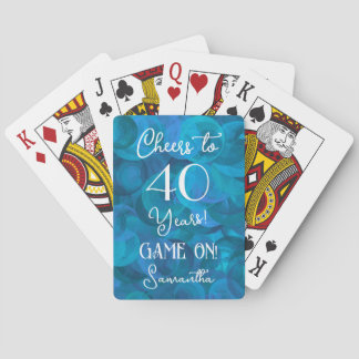 Ocean Blue Cheers to 40 Years Birthday Party Poker Cards