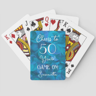 Ocean Blue Cheers to 50 Years Birthday Party Poker Cards