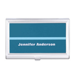 Ocean Blue Color Personalized Name Business Card Case