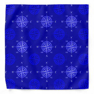Ocean Blue Compass Rose Bandana