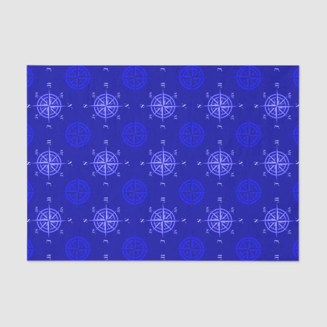 Ocean Blue Compass Rose Tissue Paper (Front)