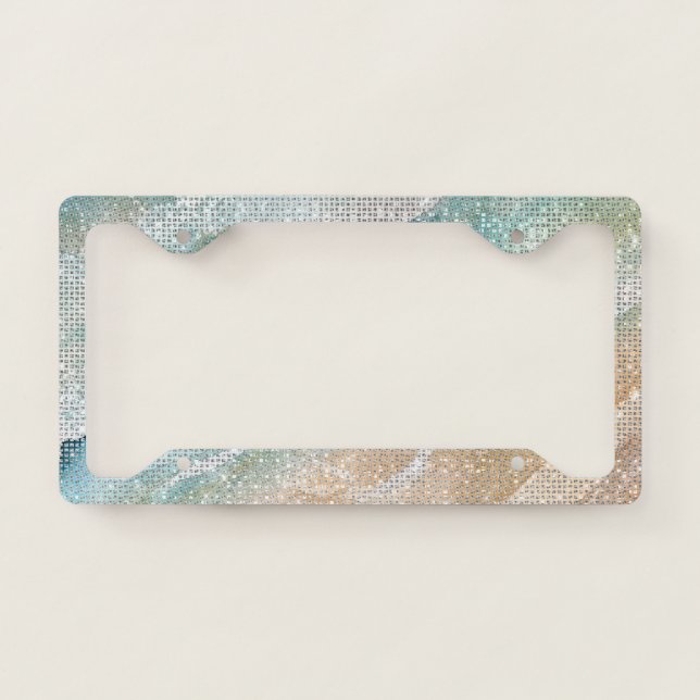 Ocean Blue Cream Sea and Sand Sparkle License Plate Frame (Front)