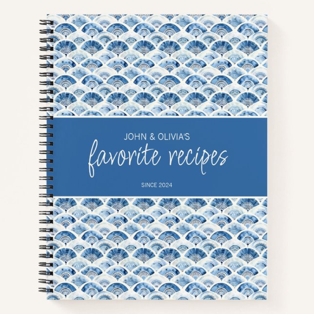 Ocean Blue Custom Name Newlyweds Favorite Recipes Notebook (Front)