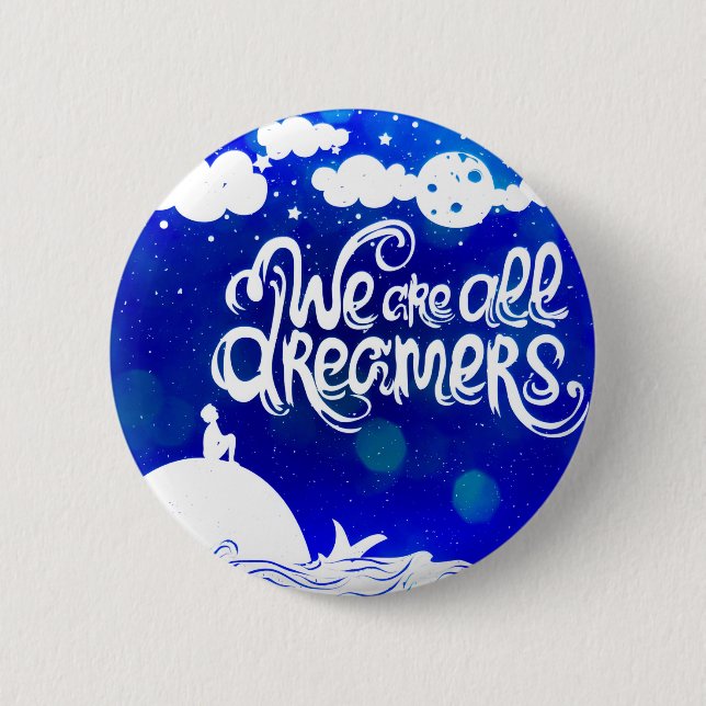 Ocean Blue Dreams Stars Inspirational Quote Button (Front)