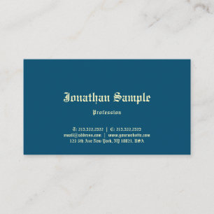 Ocean Blue Elegant Classic Old English Text Trendy Business Card