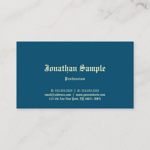 Ocean Blue Elegant Classic Old English Text Trendy Business Card