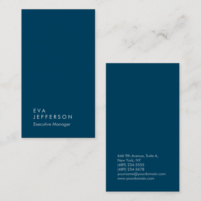 Ocean blue elegant unique modern business card (Front/Back)
