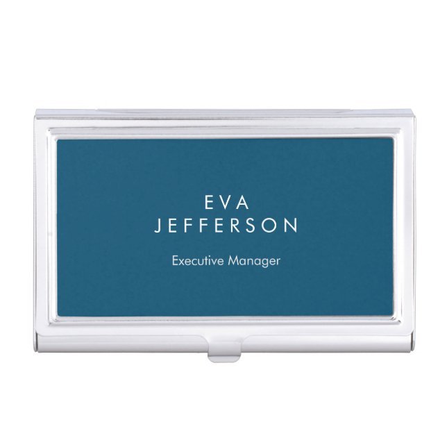 Ocean blue elegant unique modern business card case (Front)