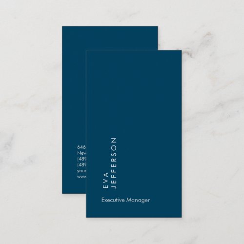 Ocean blue elegant unique modern plain business card
