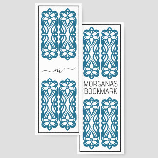 Ocean Blue Filigree Background Two Custom Text  Bookmarks