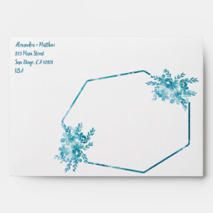 Ocean Blue Floral Wedding Envelopes