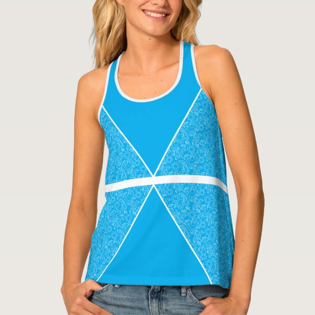 Ocean Blue Floral Women’s Summer Tank Top (Front)