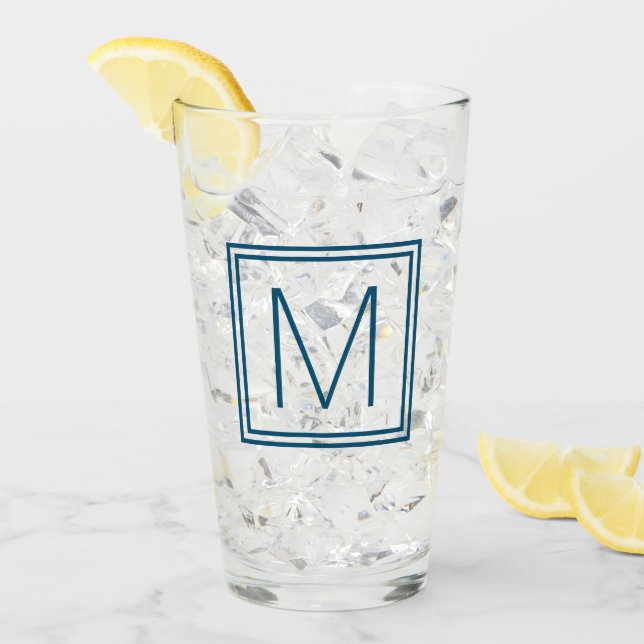 Ocean Blue Framed Monogram Glass (Front Ice)