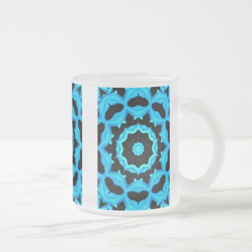 OCEAN BLUE FROSTED GLASS COFFEE MUG
