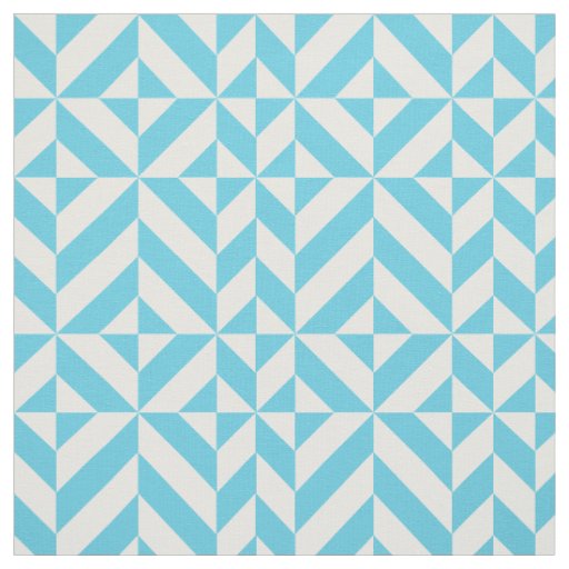 Ocean Blue Geometric Deco Cube Pattern Fabric