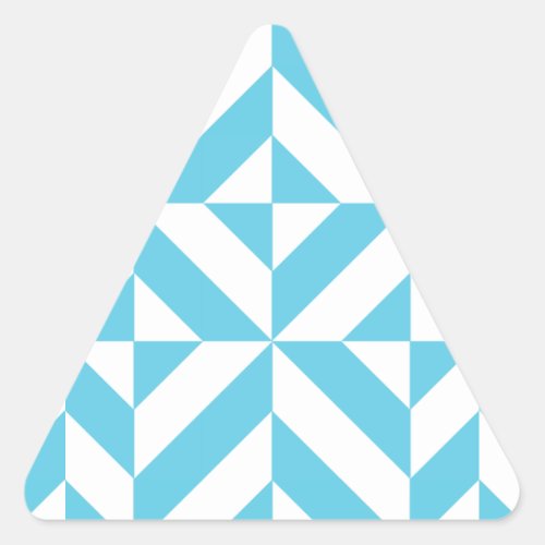Ocean Blue Geometric Deco Pattern Triangle Sticker