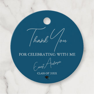 Ocean Blue Graduation Thank You Favor Tags