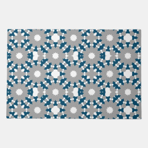 Ocean Blue Gray White Connected Circles Pattern Doormat