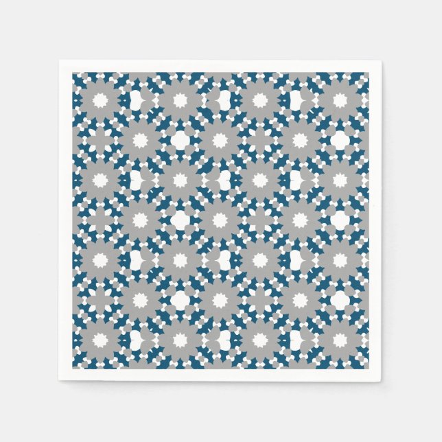 Ocean Blue Gray White Connected Circles Pattern Napkins (Front)