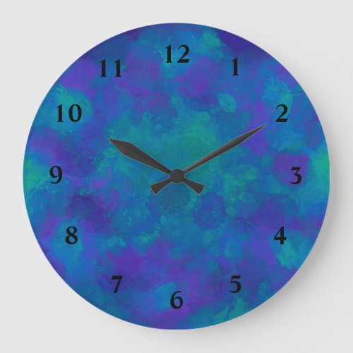 Ocean Blue Green Aqua Watercolor Abstract Coastal Large Clock