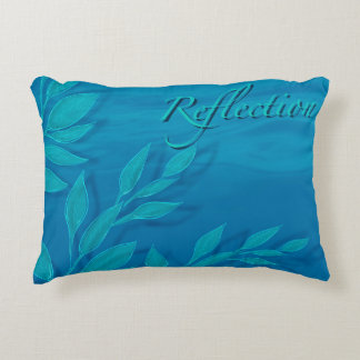Ocean blue green leaves reflection script accent pillow