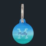 Ocean Blue Green Monogram Name Address Pet ID Tag<br><div class="desc">This simple beachy design features a beautiful watercolor blue and green background. Click the customize button for more flexibility in modifying the text! Variations of this design as well as coordinating products are available in our shop, zazzle.com/store/doodlelulu. Contact us if you need this design applied to a specific product to...</div>