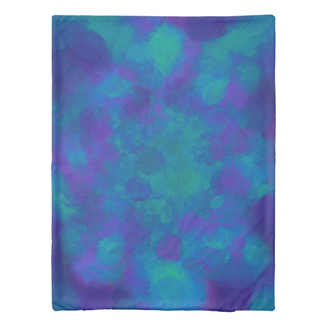 Ocean Blue Green Purple Watercolor Abstract Art Duvet Cover (Back)