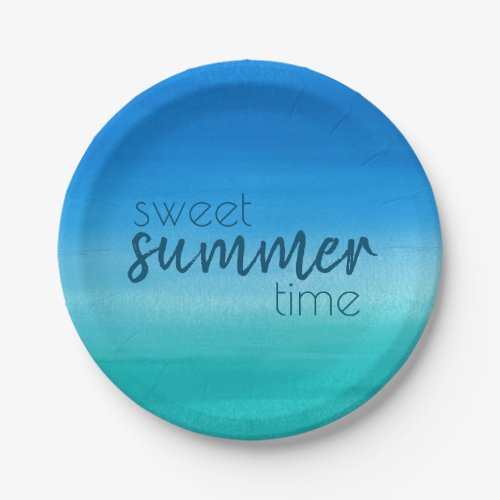 Ocean Blue Green Summer Party Paper Plates